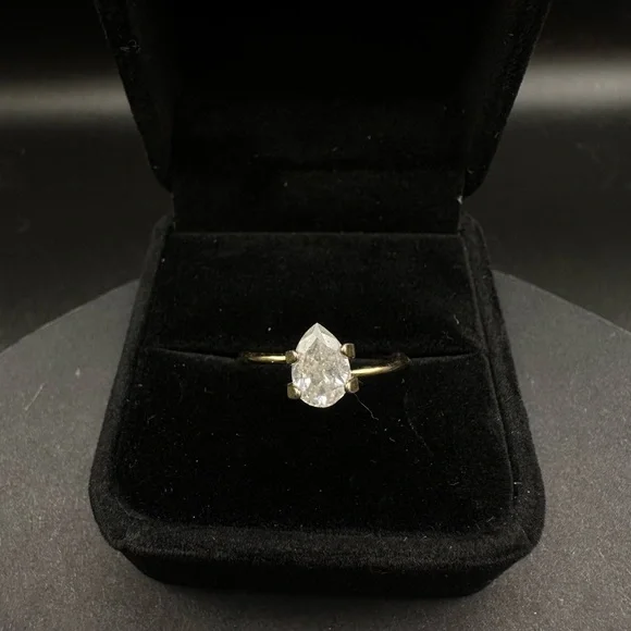 Natural 1ct pear shape diamond in solid 14k gold engagement ring display LOOSE - Picture 16 of 17